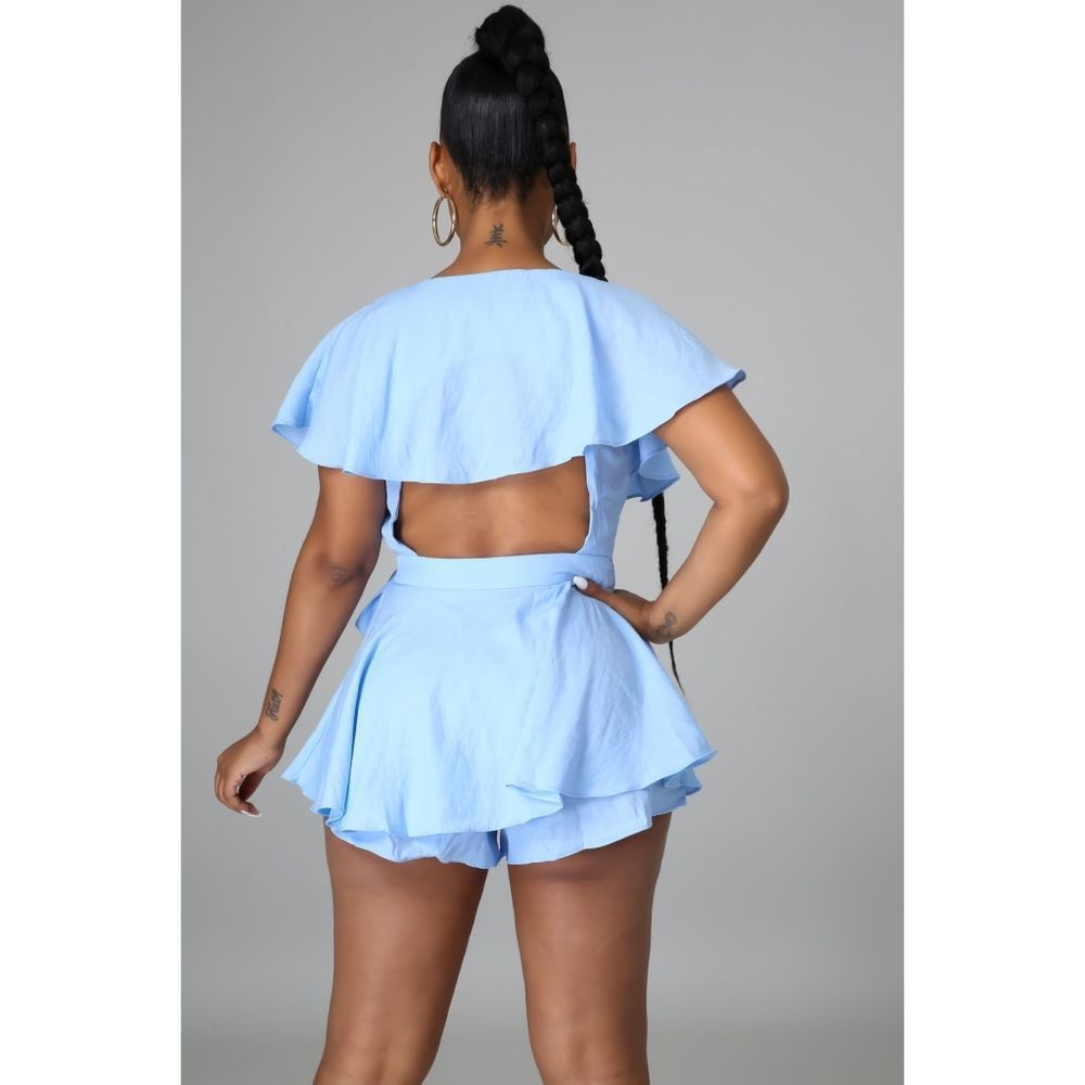 Blue Ruffled Romper - Picture 3 of 11